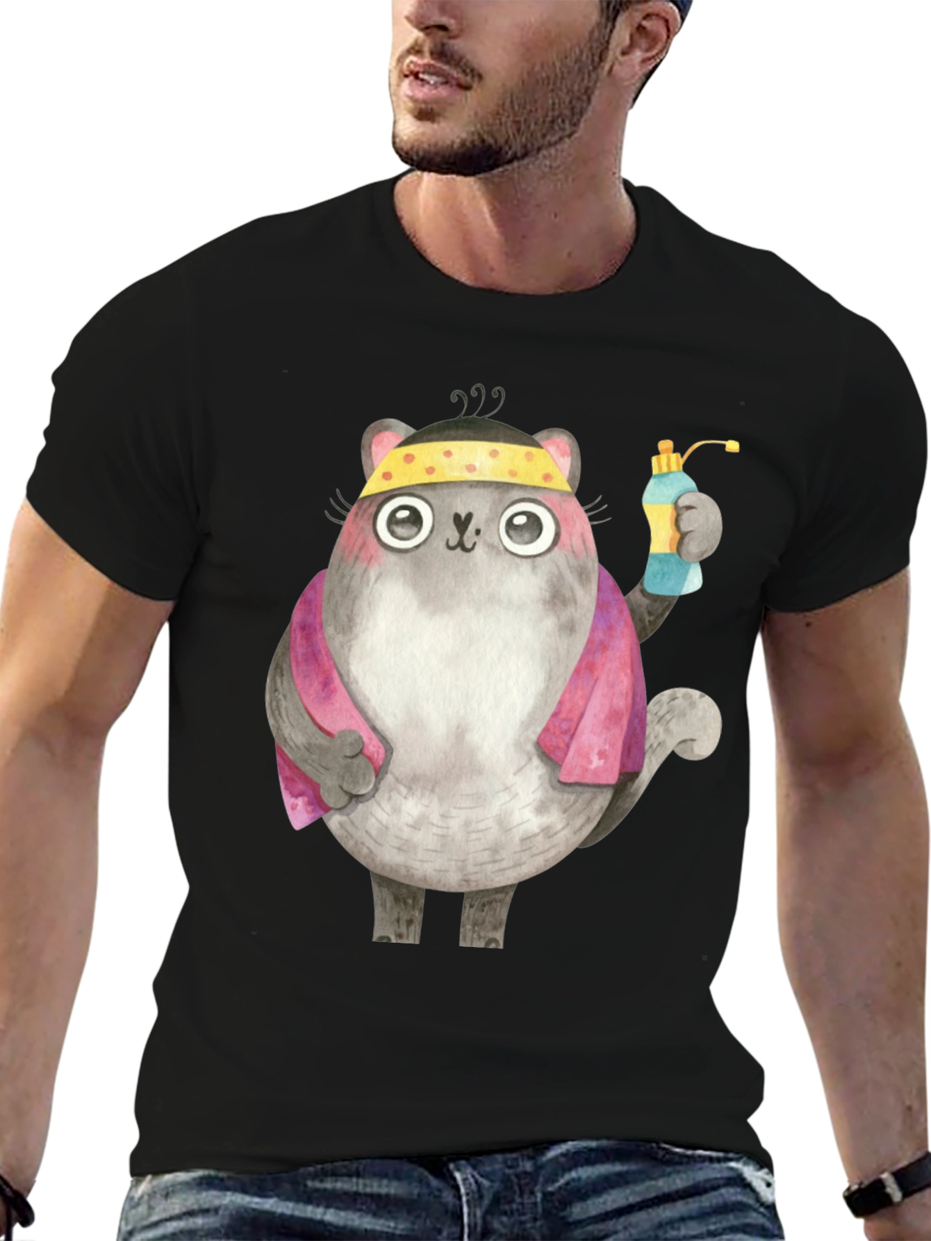 Gym Cat T-Shirt - Fitness Cartoon Tee