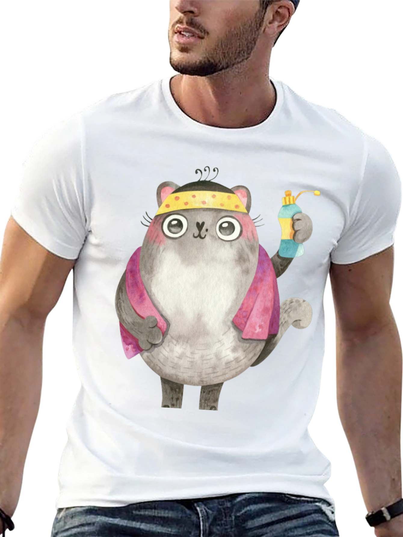 Gym Cat T-Shirt - Fitness Cartoon Tee