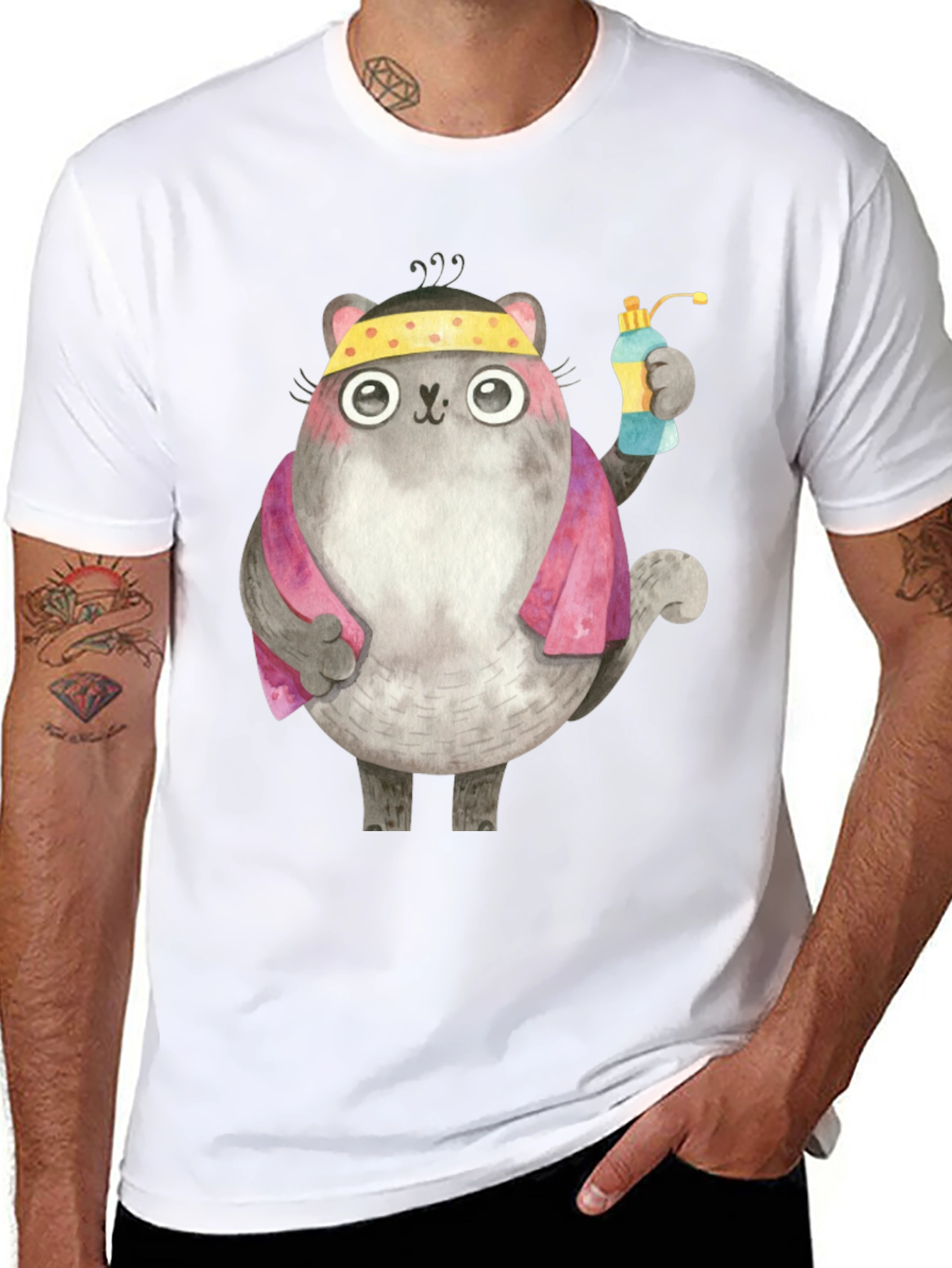 Gym Cat T-Shirt - Fitness Cartoon Tee