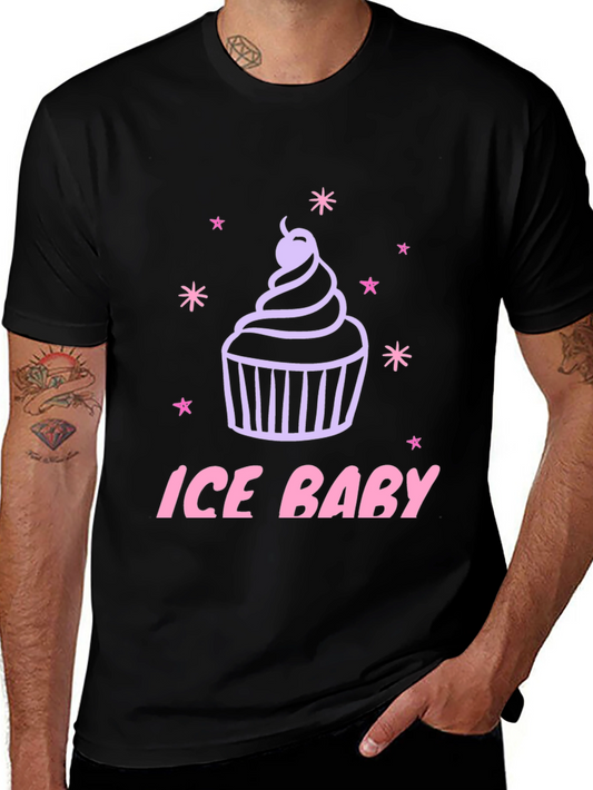 Ice Baby Cupcake Graphic Black T-Shirt