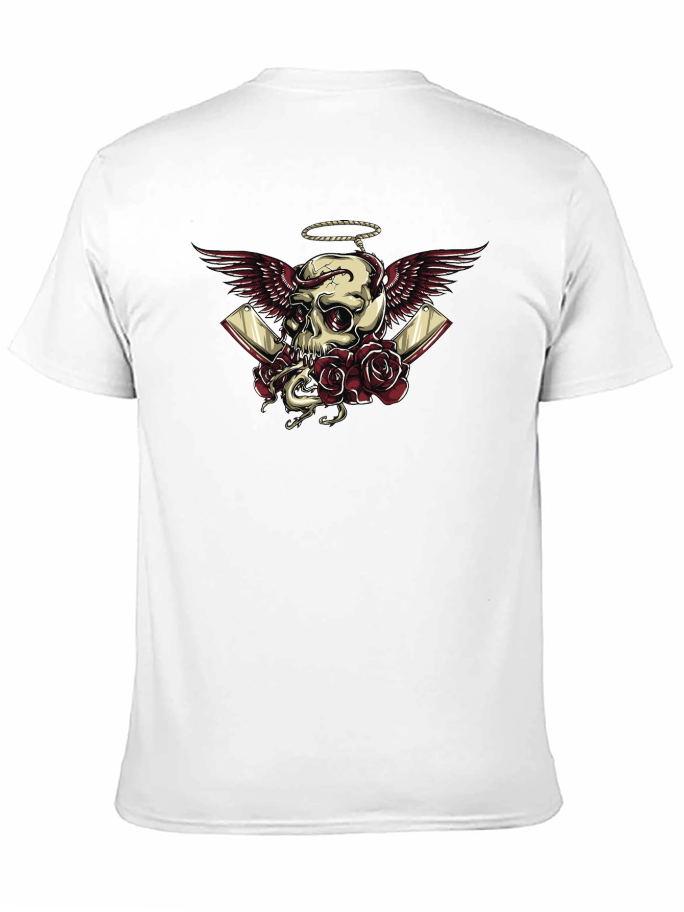 Skull Wings Roses Graphic Tee - Dark Humor