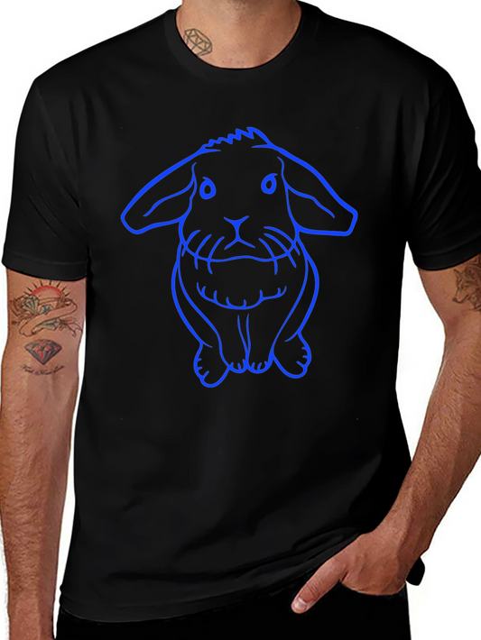 Rabbit Graphic Tee - Black Cotton Casual Wear