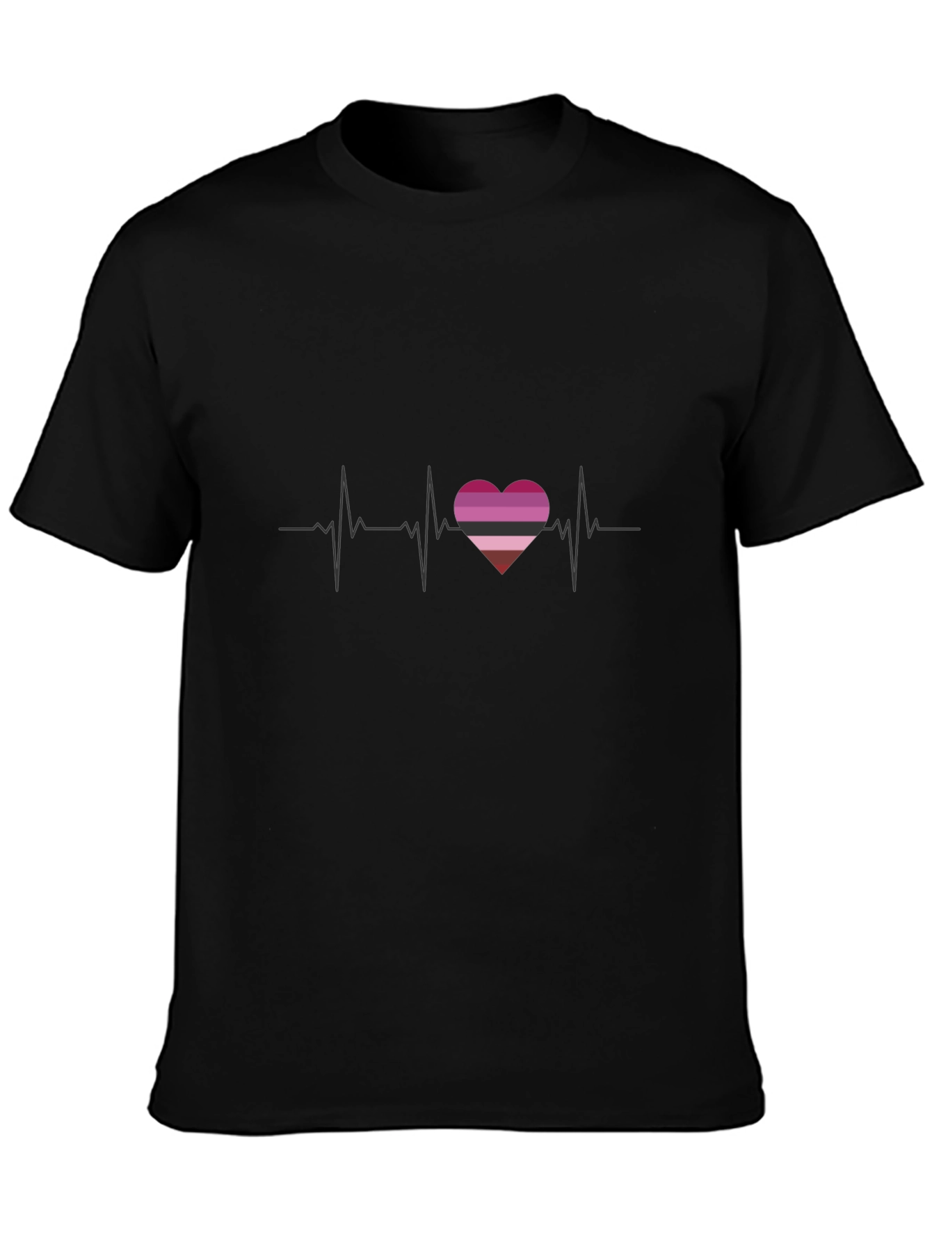 Lesbian Pride Heartbeat T-Shirt - Black