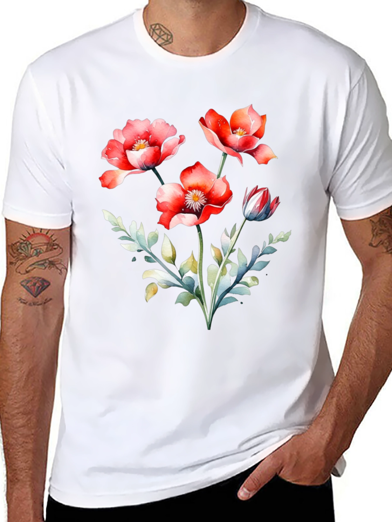 Floral Print Crew Neck T-Shirt