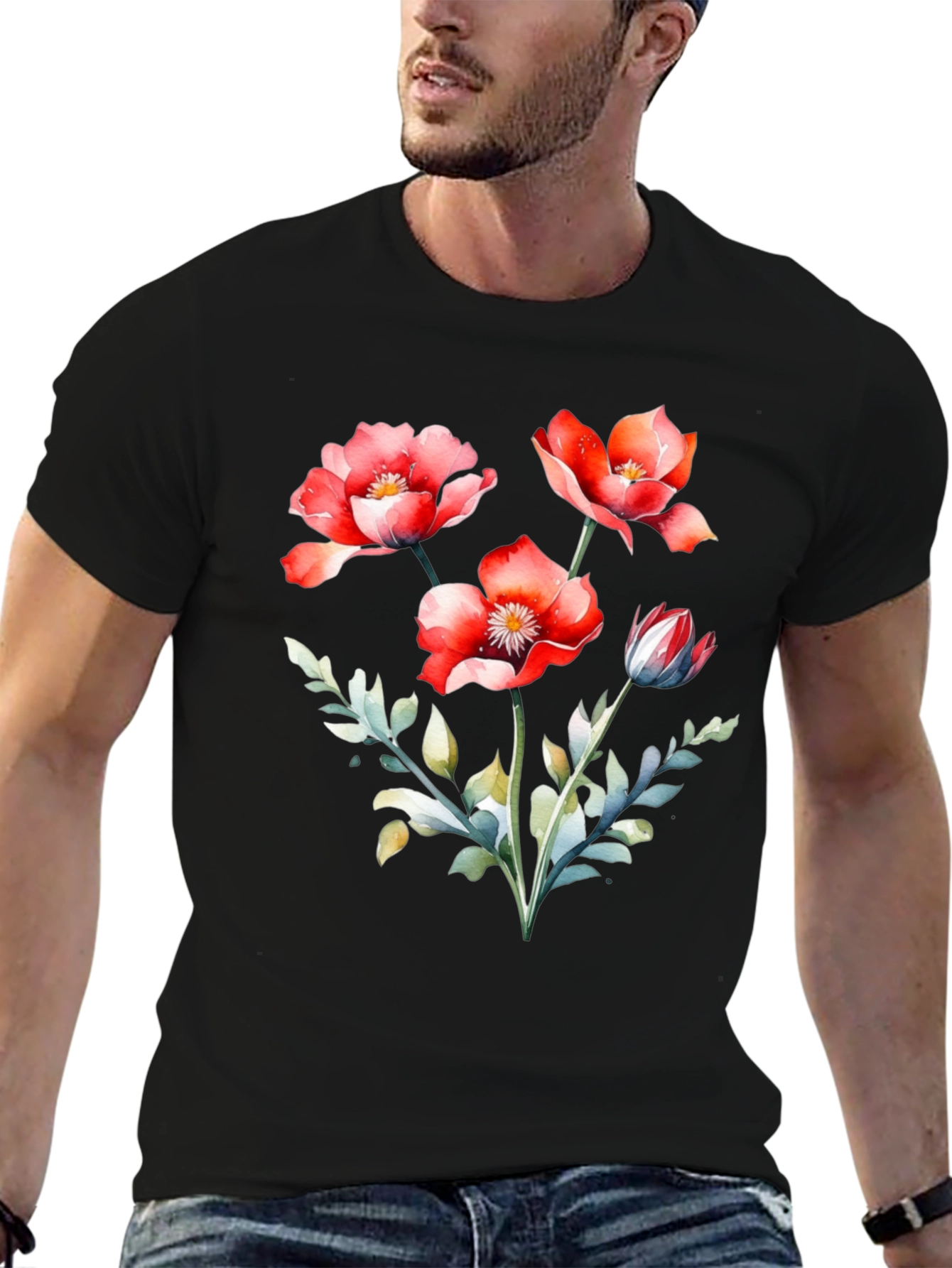 Floral Print Crew Neck T-Shirt