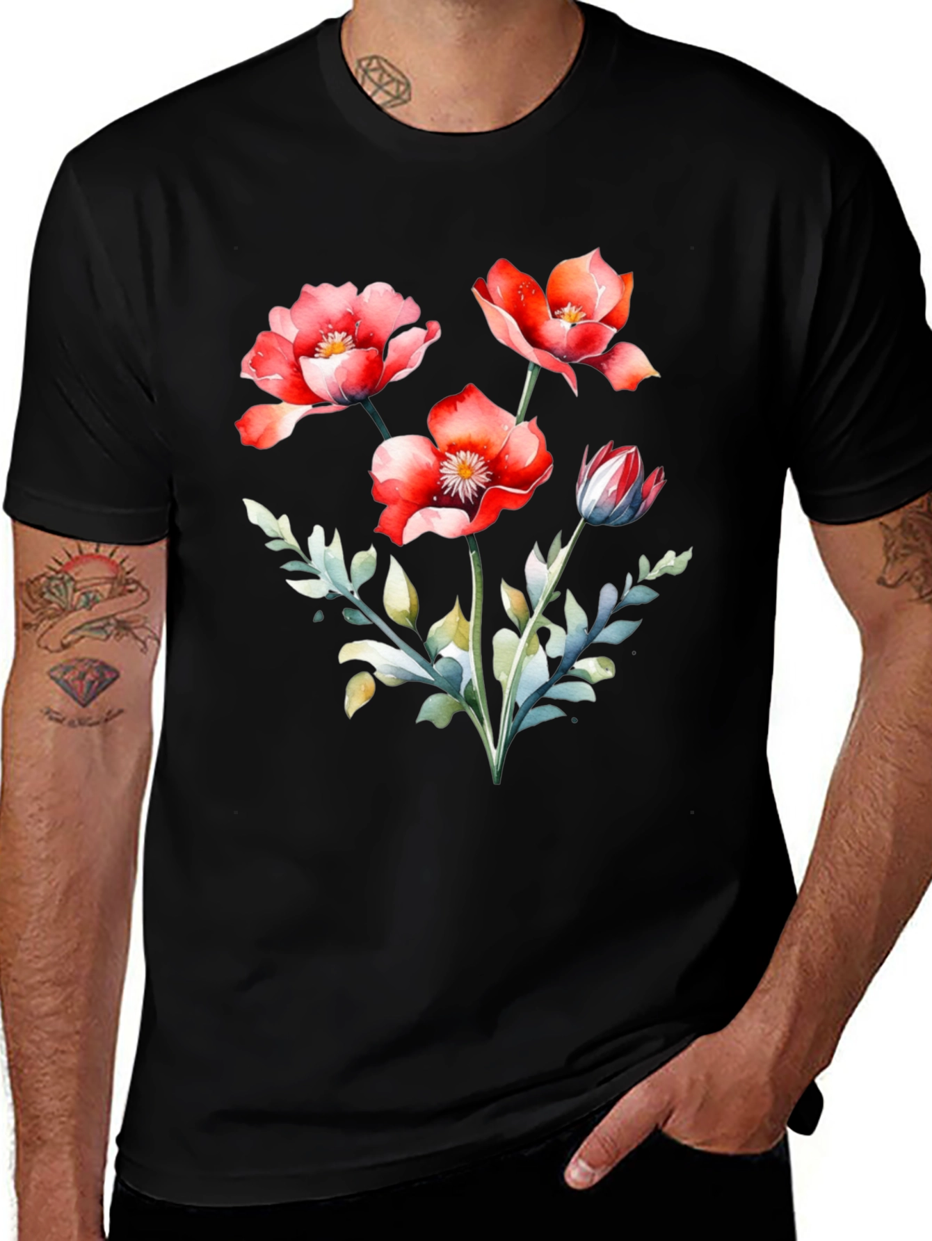 Floral Print Crew Neck T-Shirt