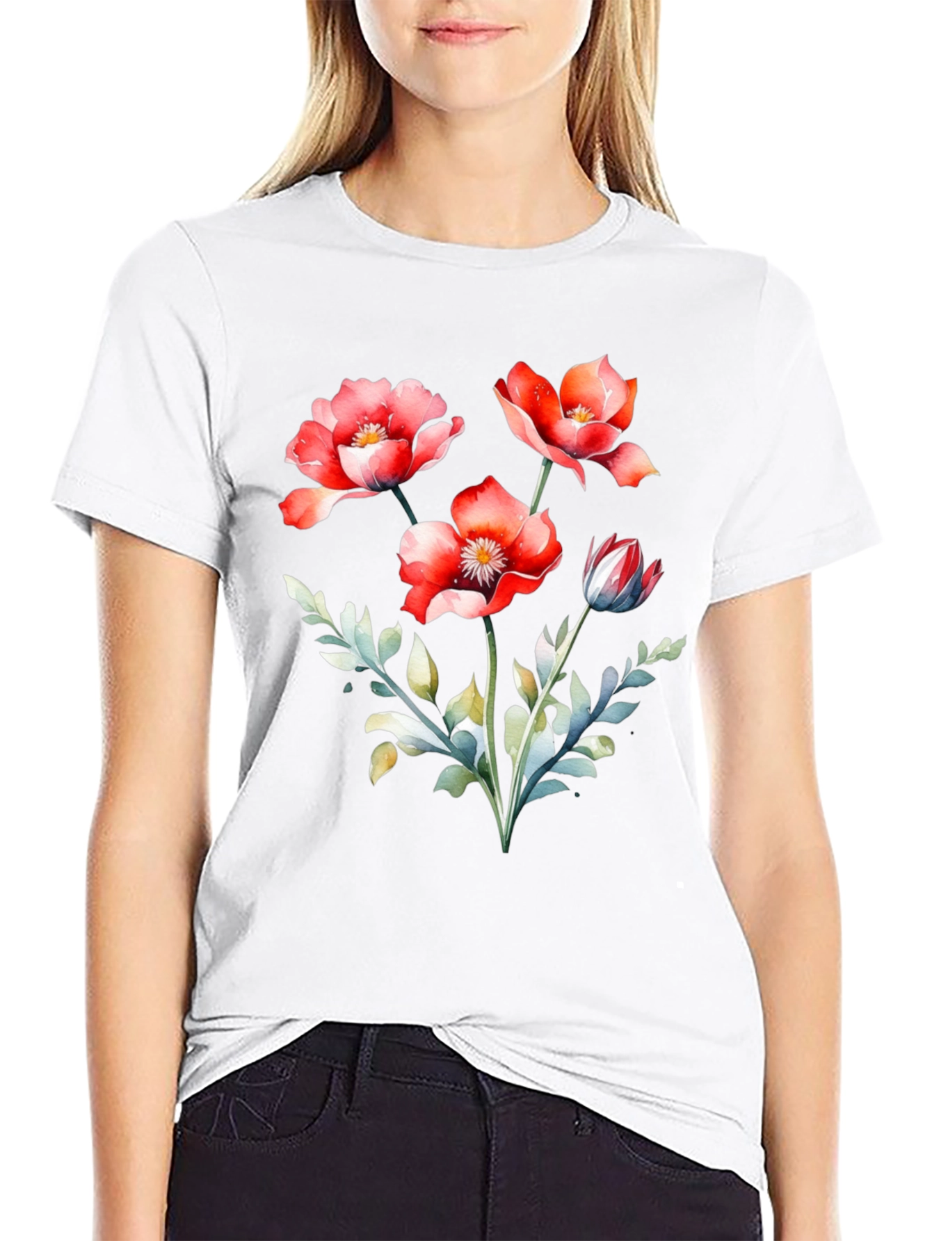 Floral Print Crew Neck T-Shirt