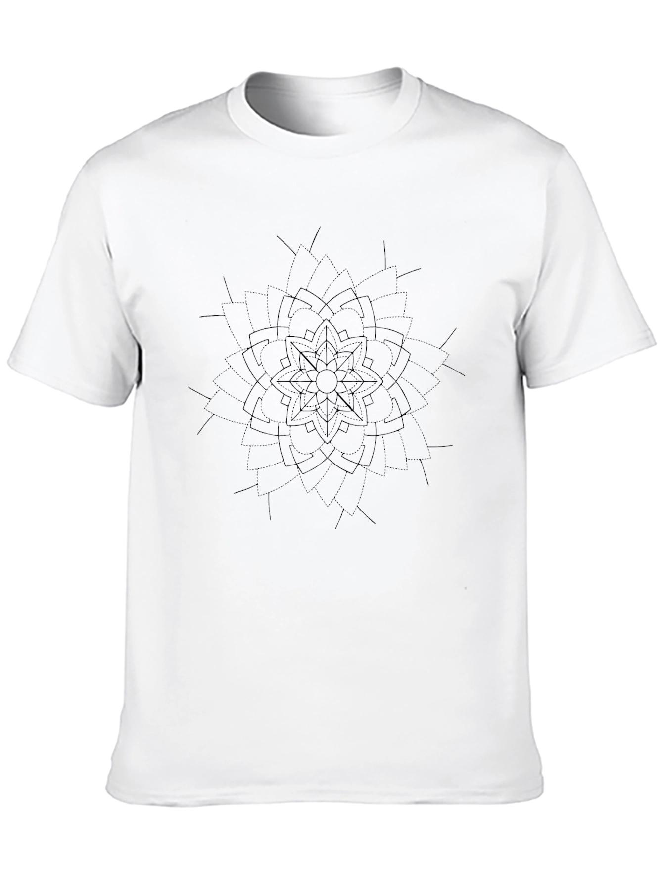 Mens Black T-Shirt with Mandala-Style Print