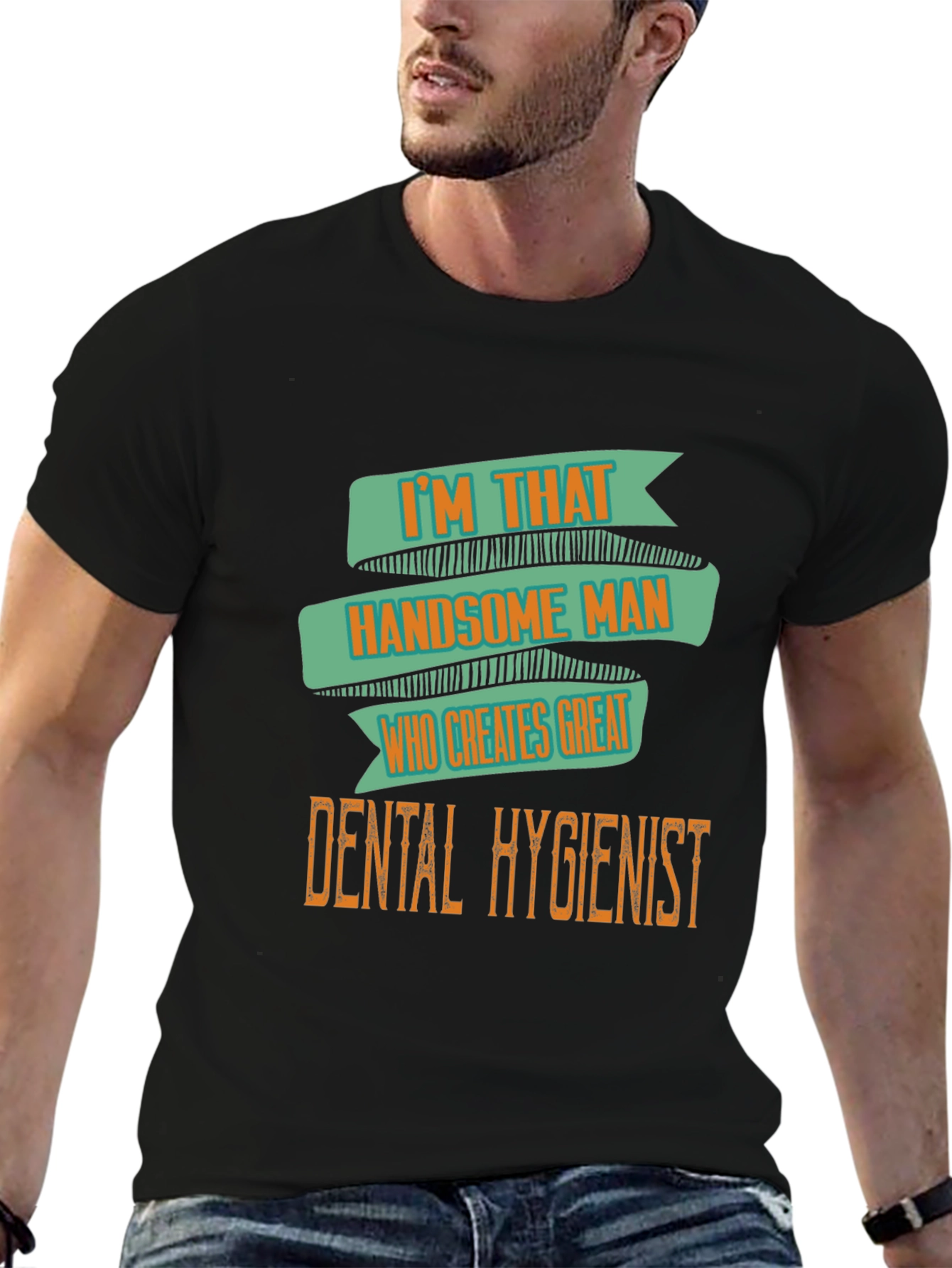 Handsome Dental Hygienist Mens Black T-Shirt