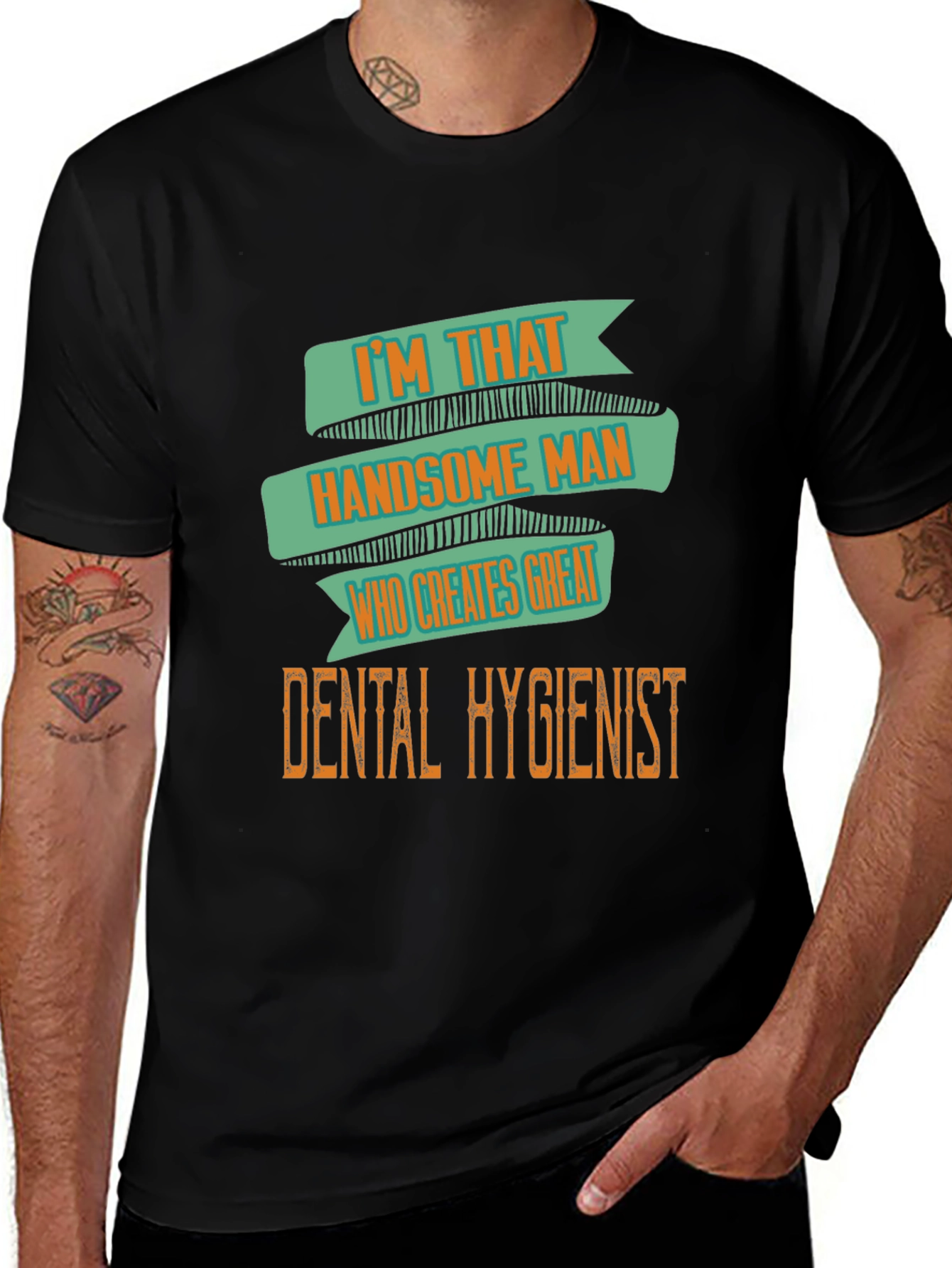 Handsome Dental Hygienist Mens Black T-Shirt