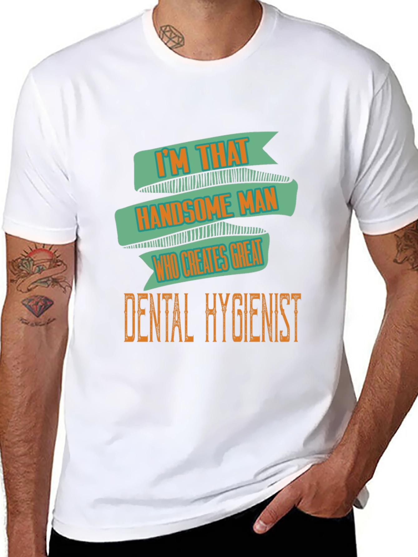 Handsome Dental Hygienist Mens Black T-Shirt