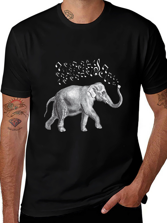 Musical Elephant Black T-Shirt