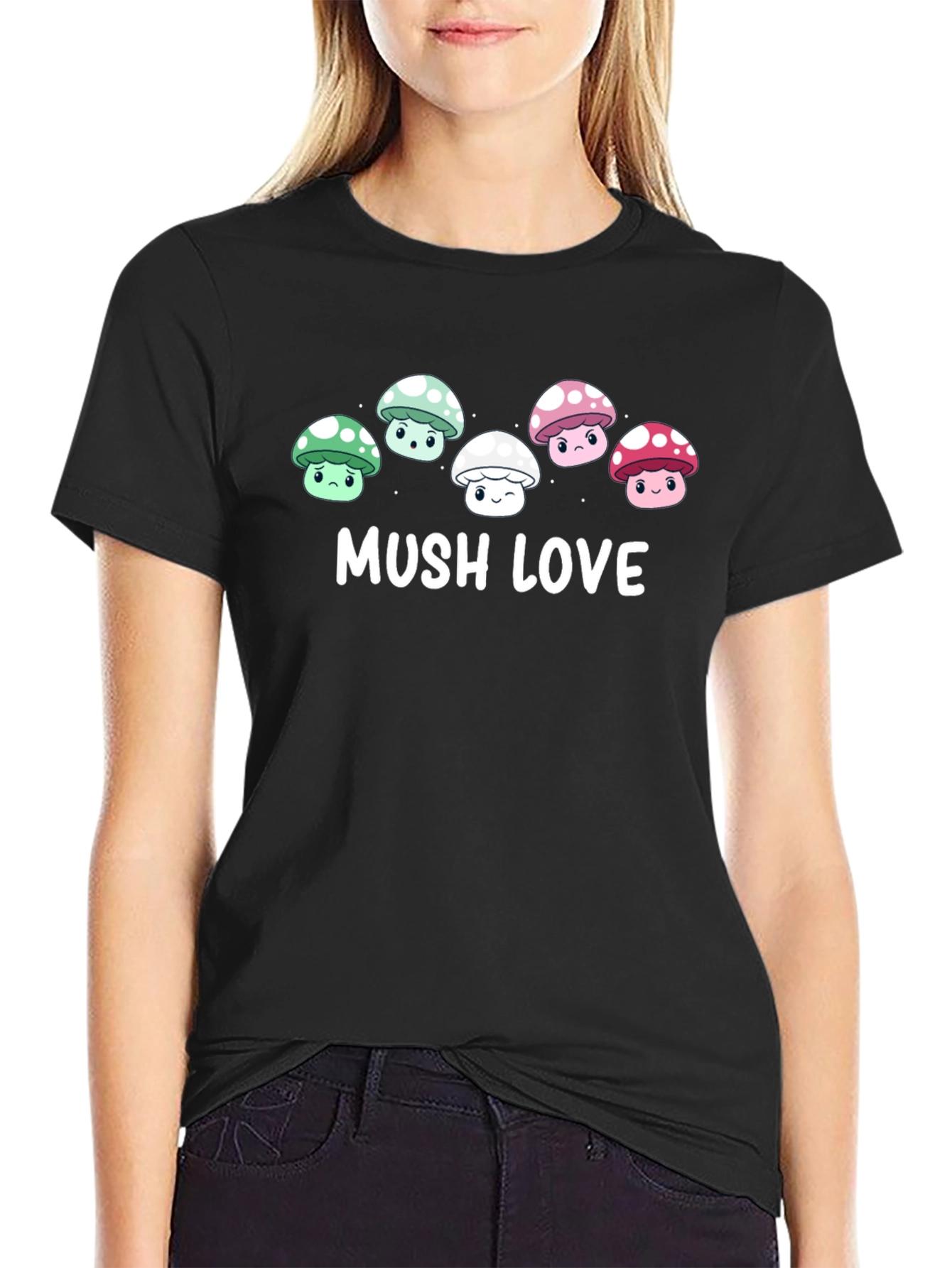 Mushroom Love Graphic Tee - Cute Cartoon Fungi T-Shirt