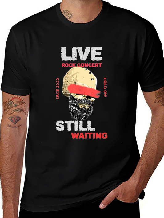 Live Rock Concert Skull Graphic T-Shirt