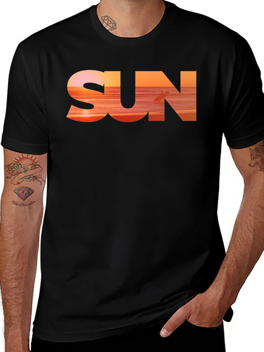 Sunset Vibes Graphic Tee - Black Cotton