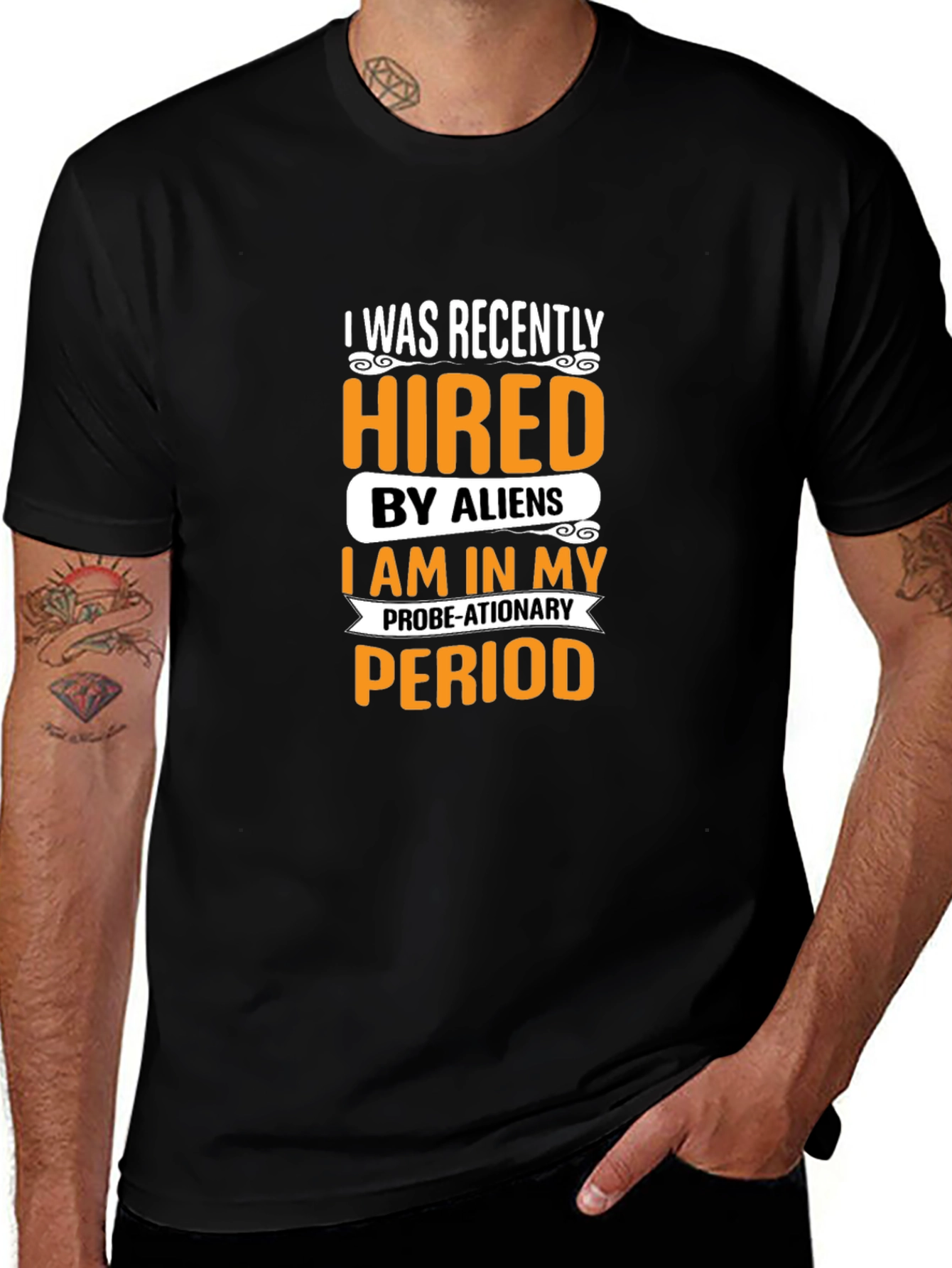 Hired by Aliens Graphic Tee - Black Cotton T-Shirt
