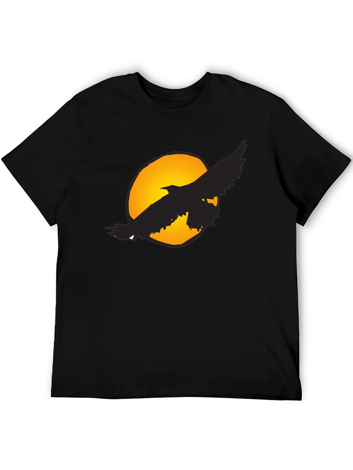Raven Moon T-Shirt - Graphic Print Black Tee