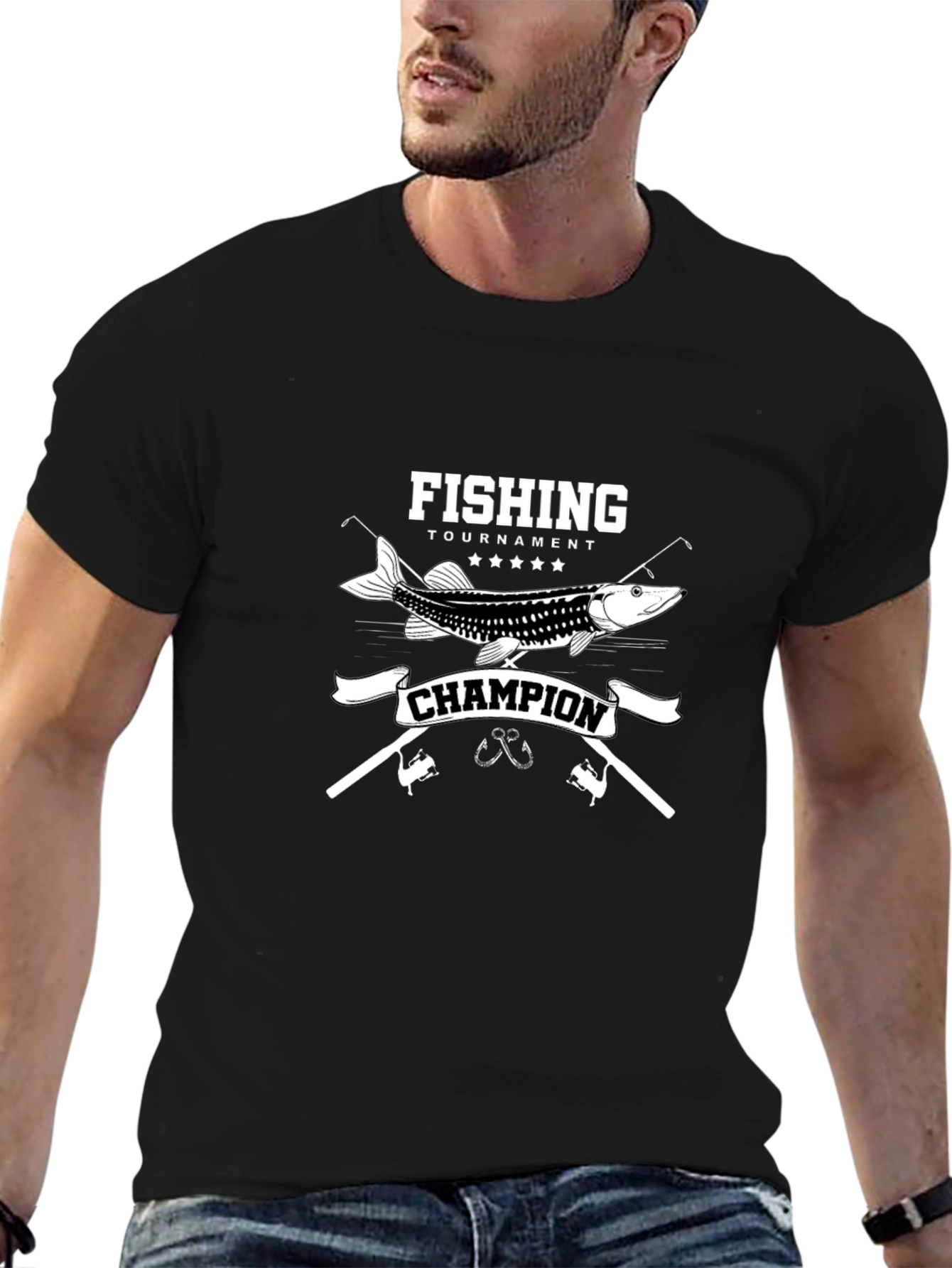 Fishing Tournament Champion Black T-Shirt