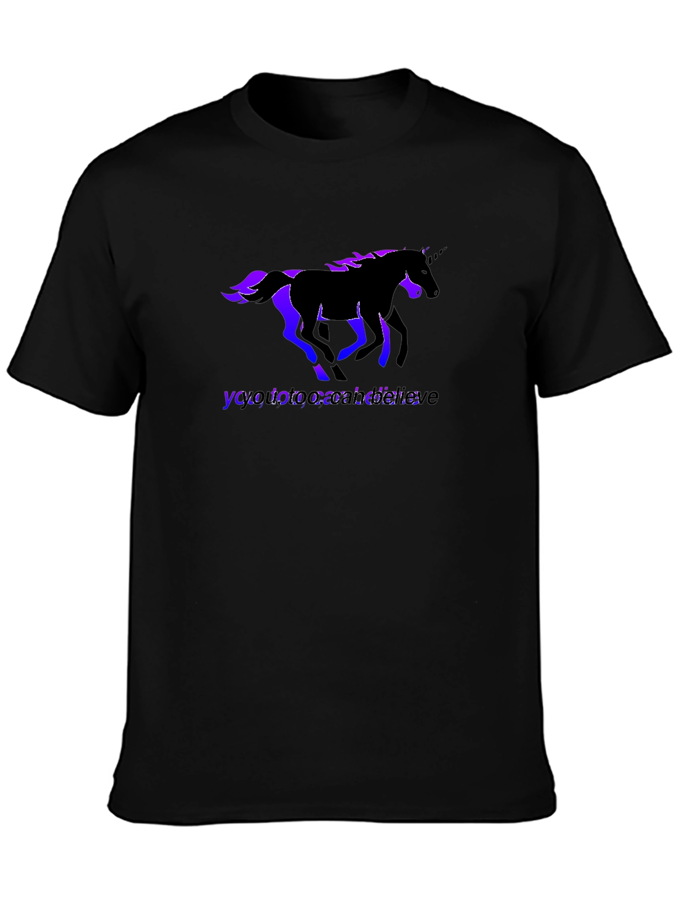 Believe Unicorn Graphic Black Tee