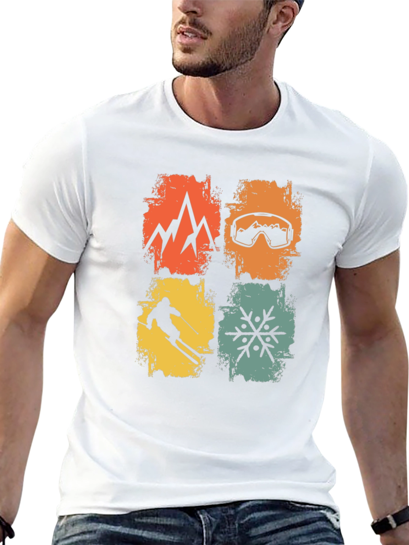 Retro Winter Sports T-Shirt - Mountain Skiing