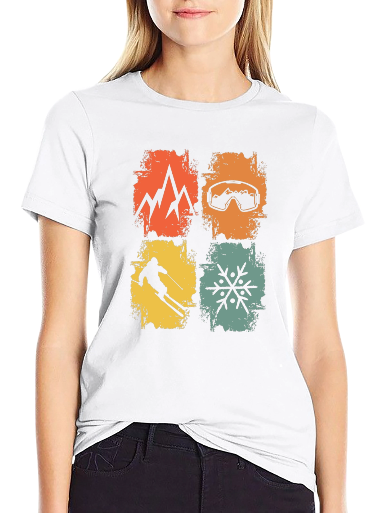 Retro Winter Sports T-Shirt - Mountain Skiing