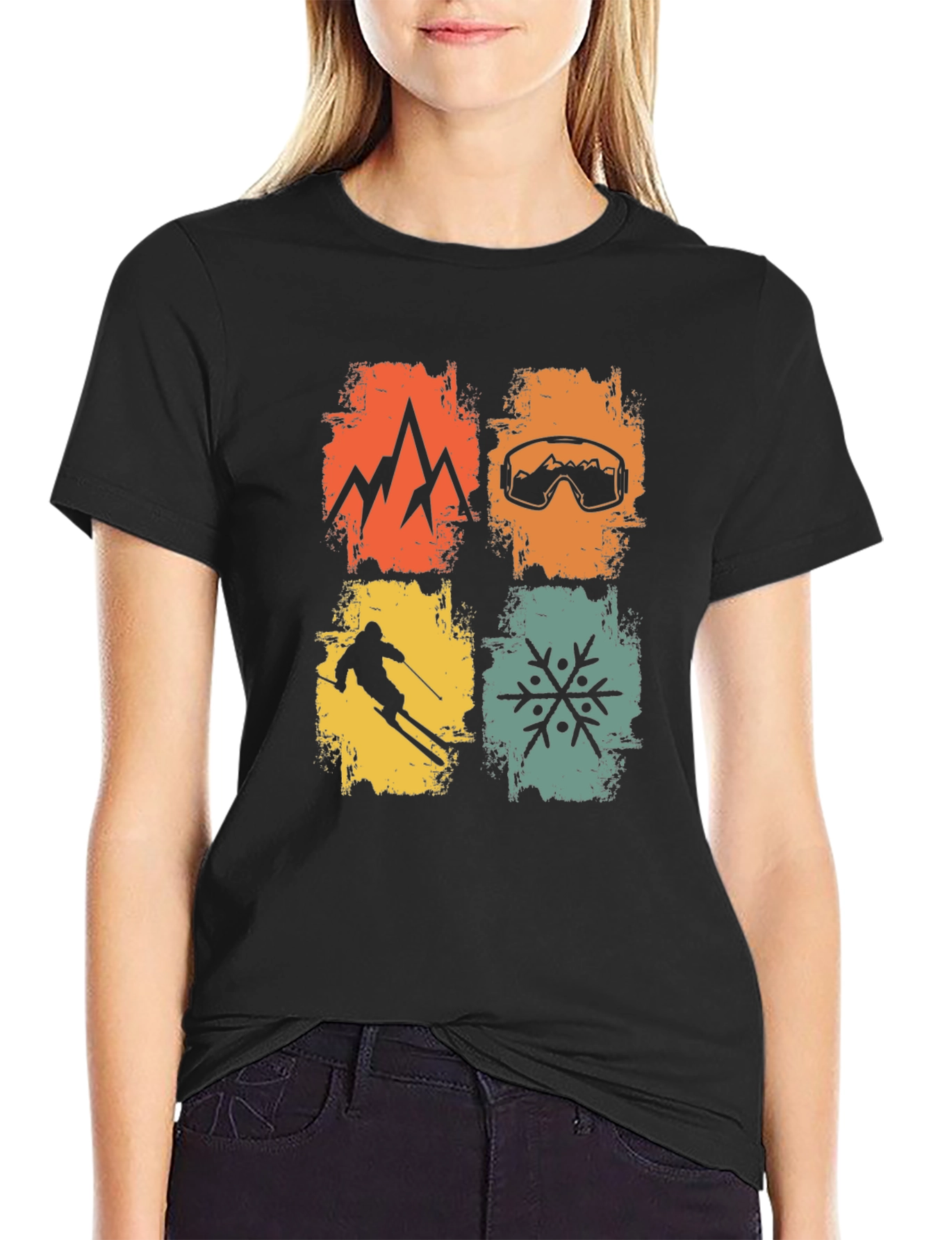 Retro Winter Sports T-Shirt - Mountain Skiing