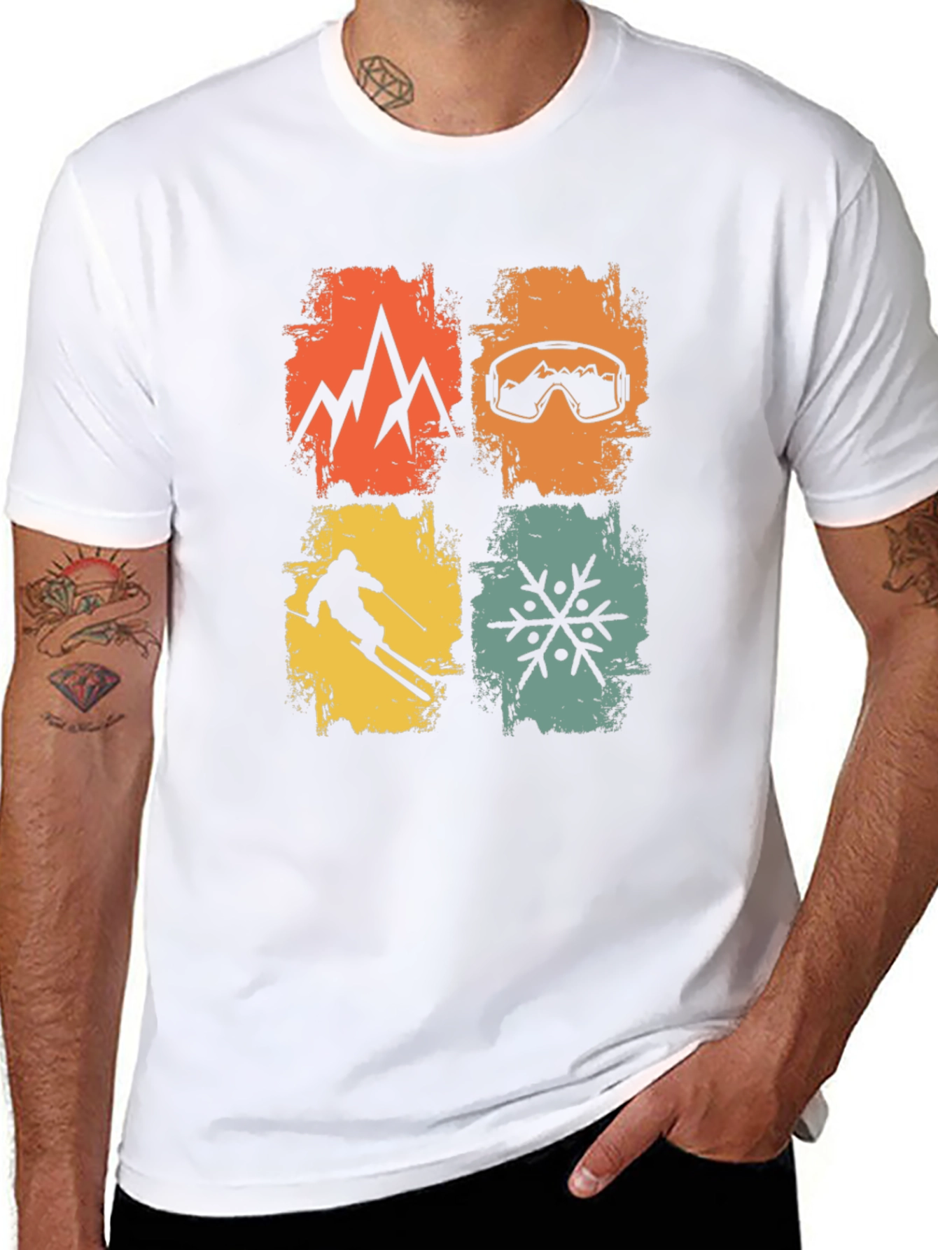 Retro Winter Sports T-Shirt - Mountain Skiing