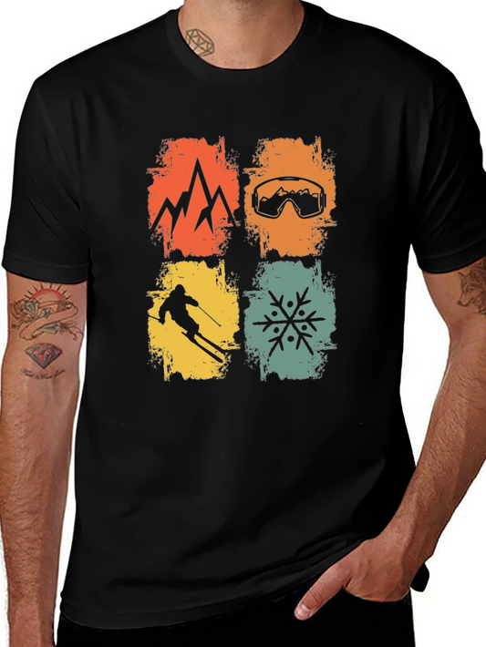 Retro Winter Sports T-Shirt - Mountain Skiing