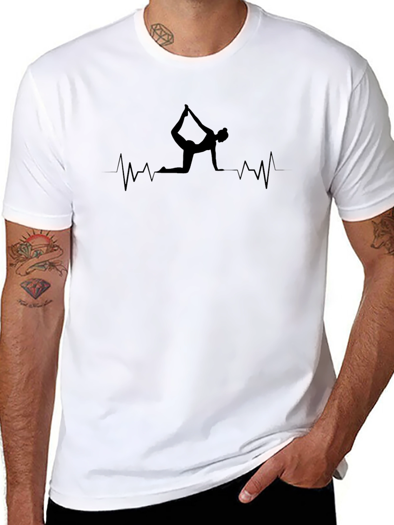 Yoga Heartbeat Black T-Shirt