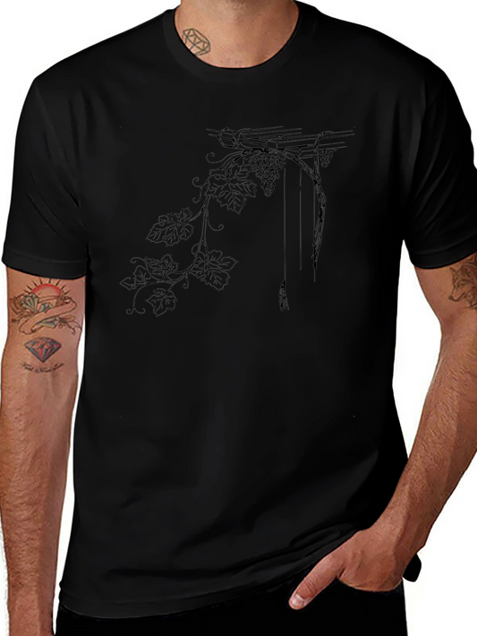 Elegant Grape Vine Graphic Tee - Classic Comfort