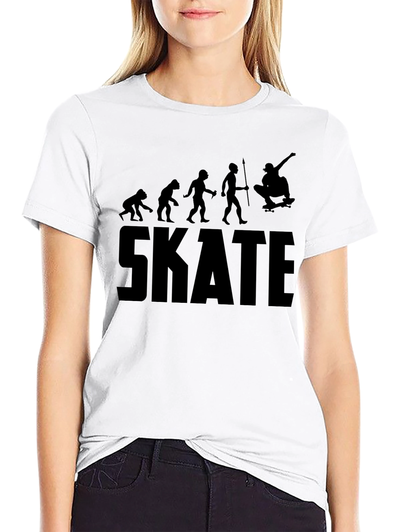 Skate Evolution Black T-Shirt: From Ape to Ollie!