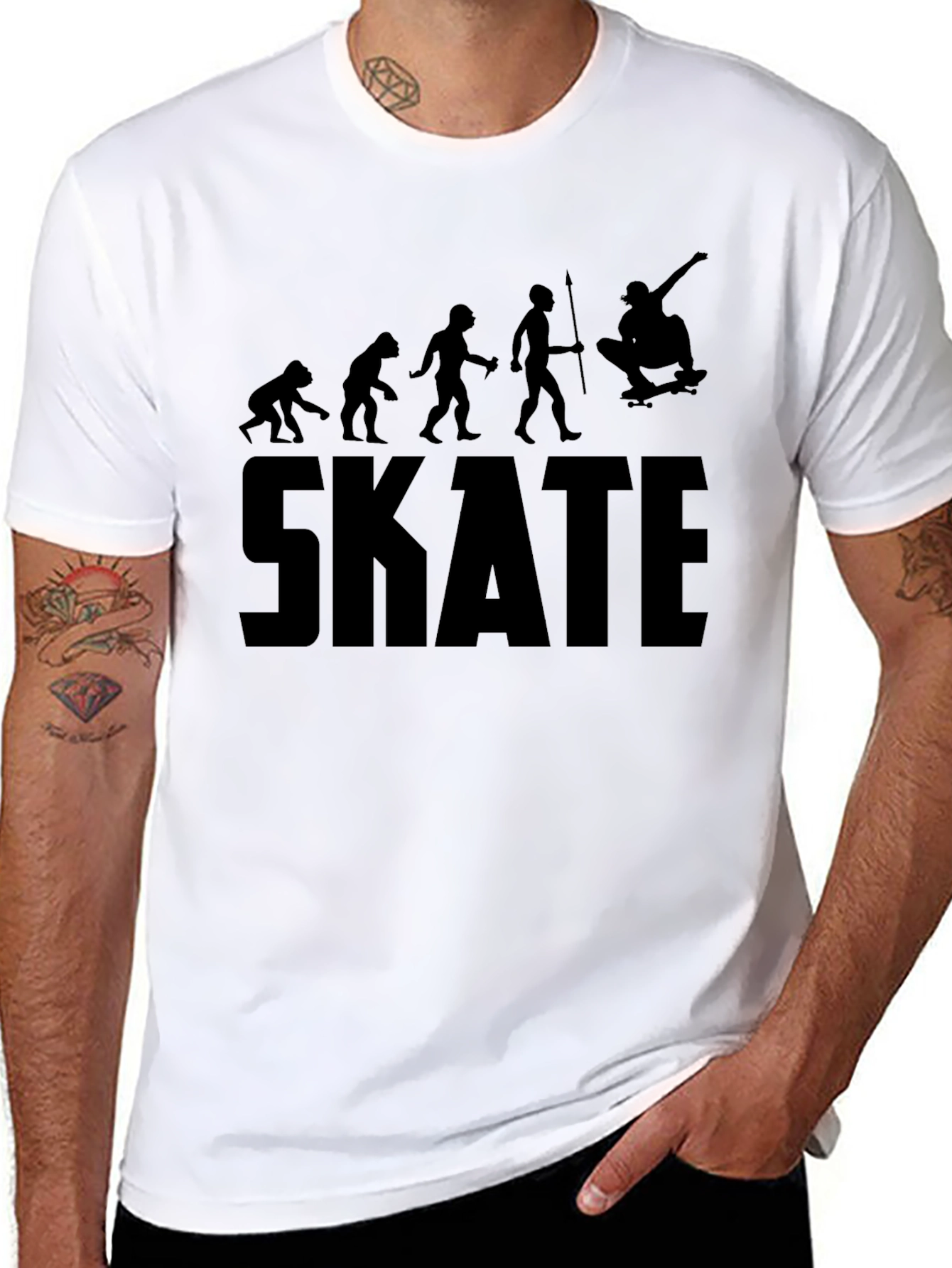 Skate Evolution Black T-Shirt: From Ape to Ollie!