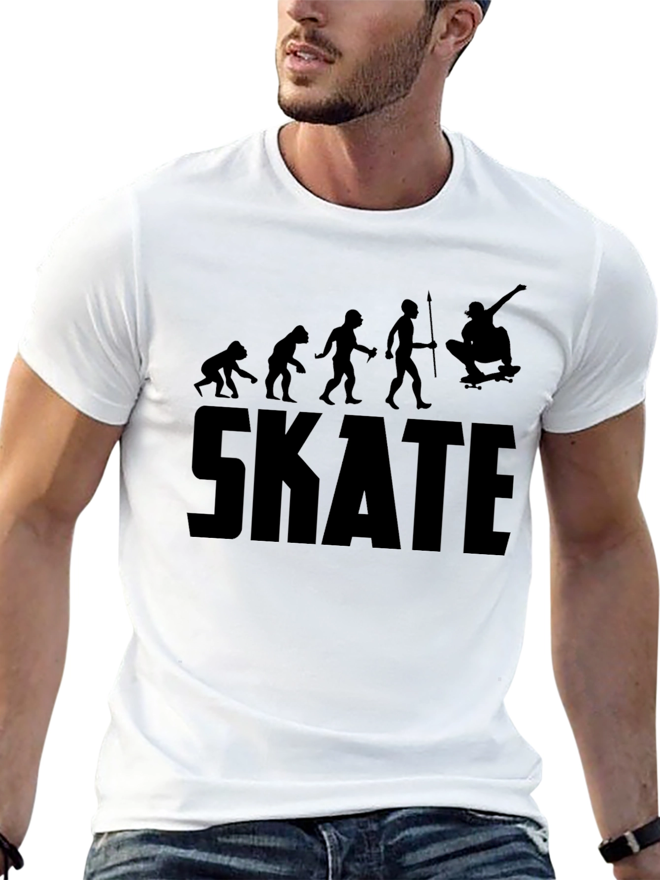 Skate Evolution Black T-Shirt: From Ape to Ollie!