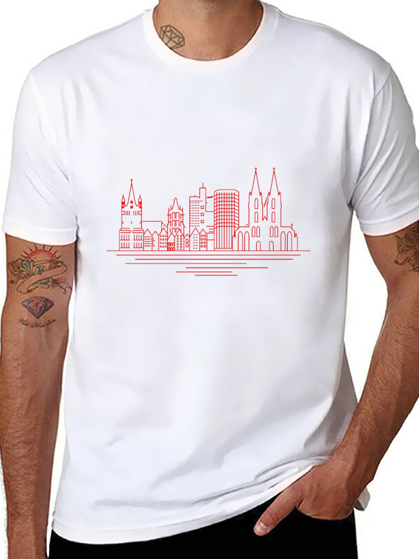 Cityscape Outline Graphic Tee - Black