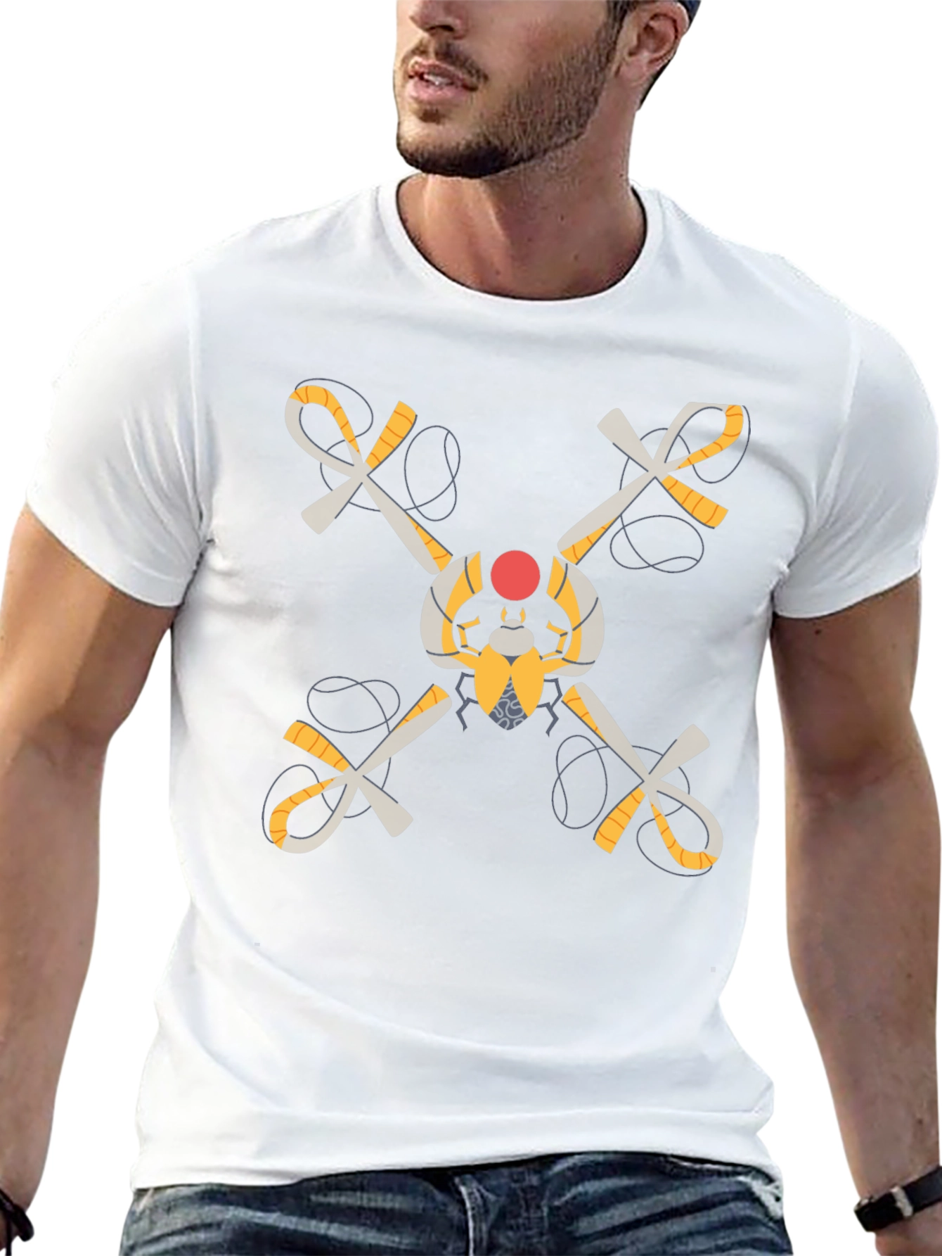 Mens Black T-Shirt with Mysterious Symbol