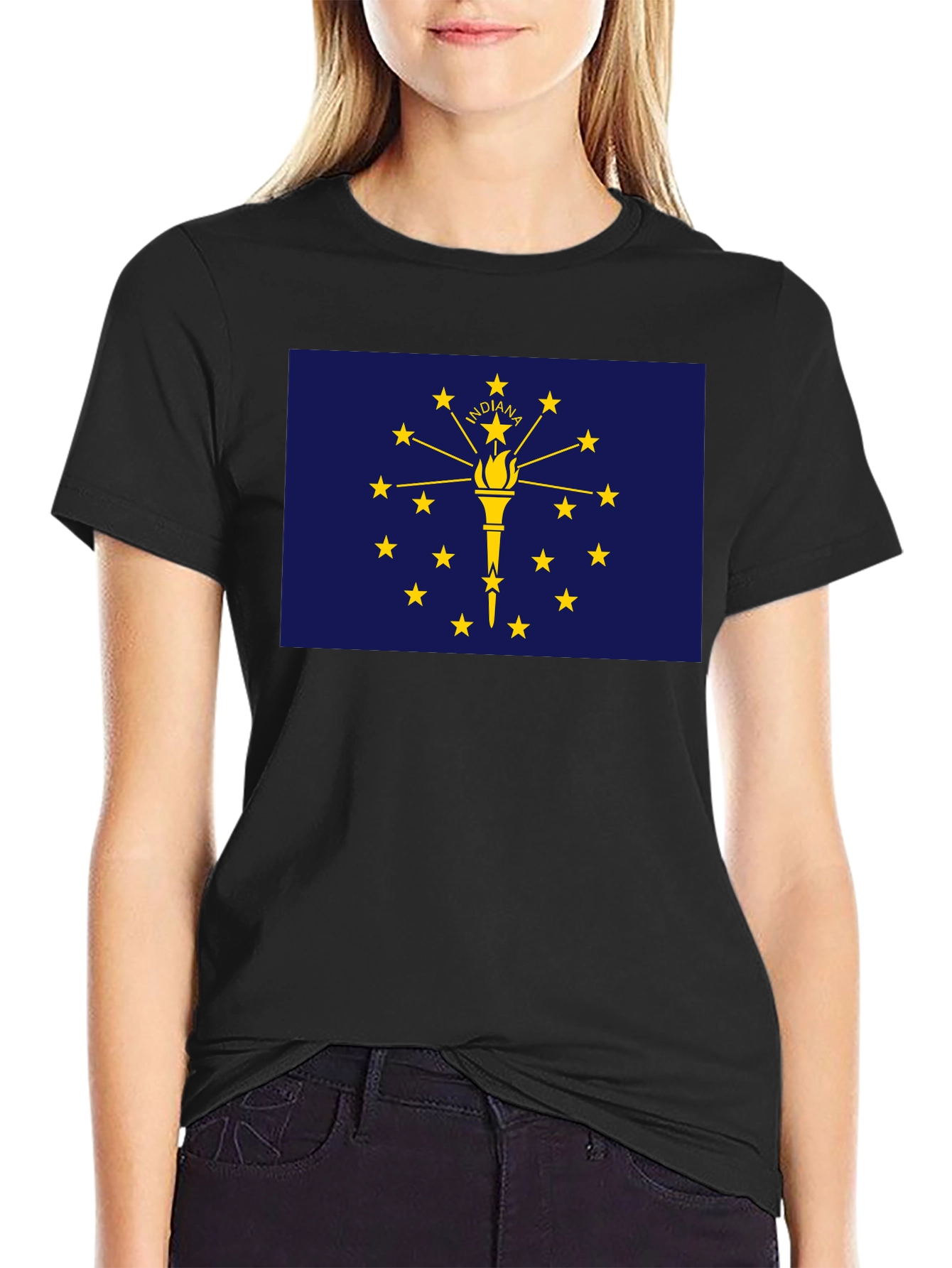 Indiana State Flag Graphic Tee - Black T-Shirt