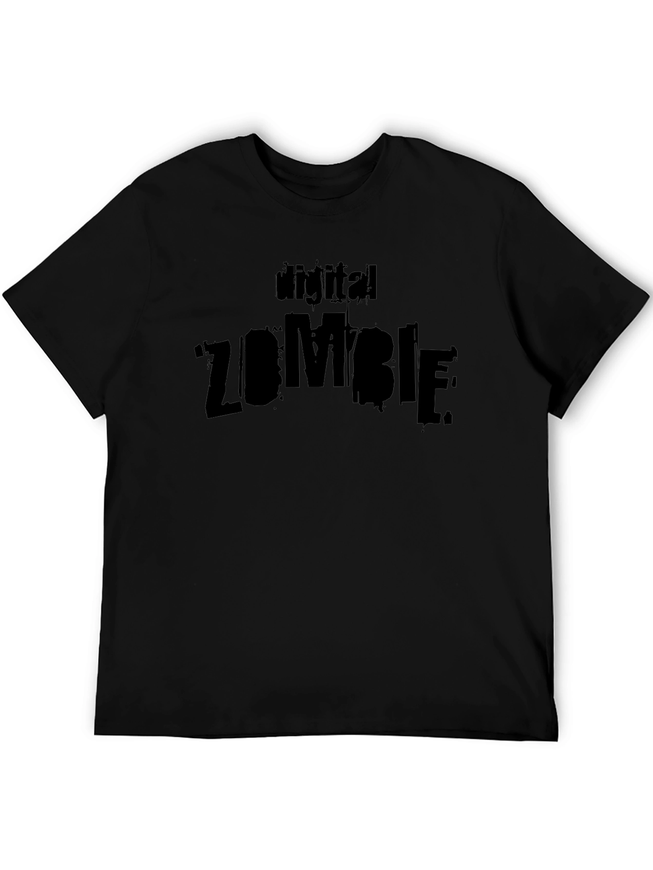 Digital Zombie Graphic Black T-Shirt
