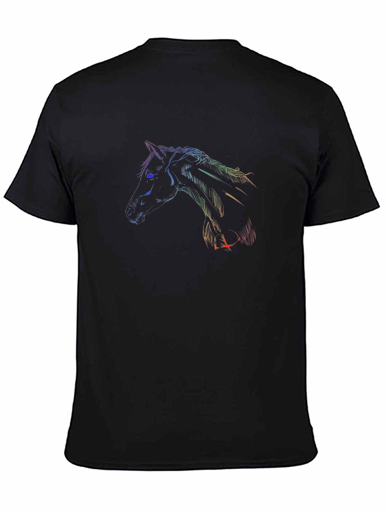 Rainbow Horse Graphic Black T-Shirt