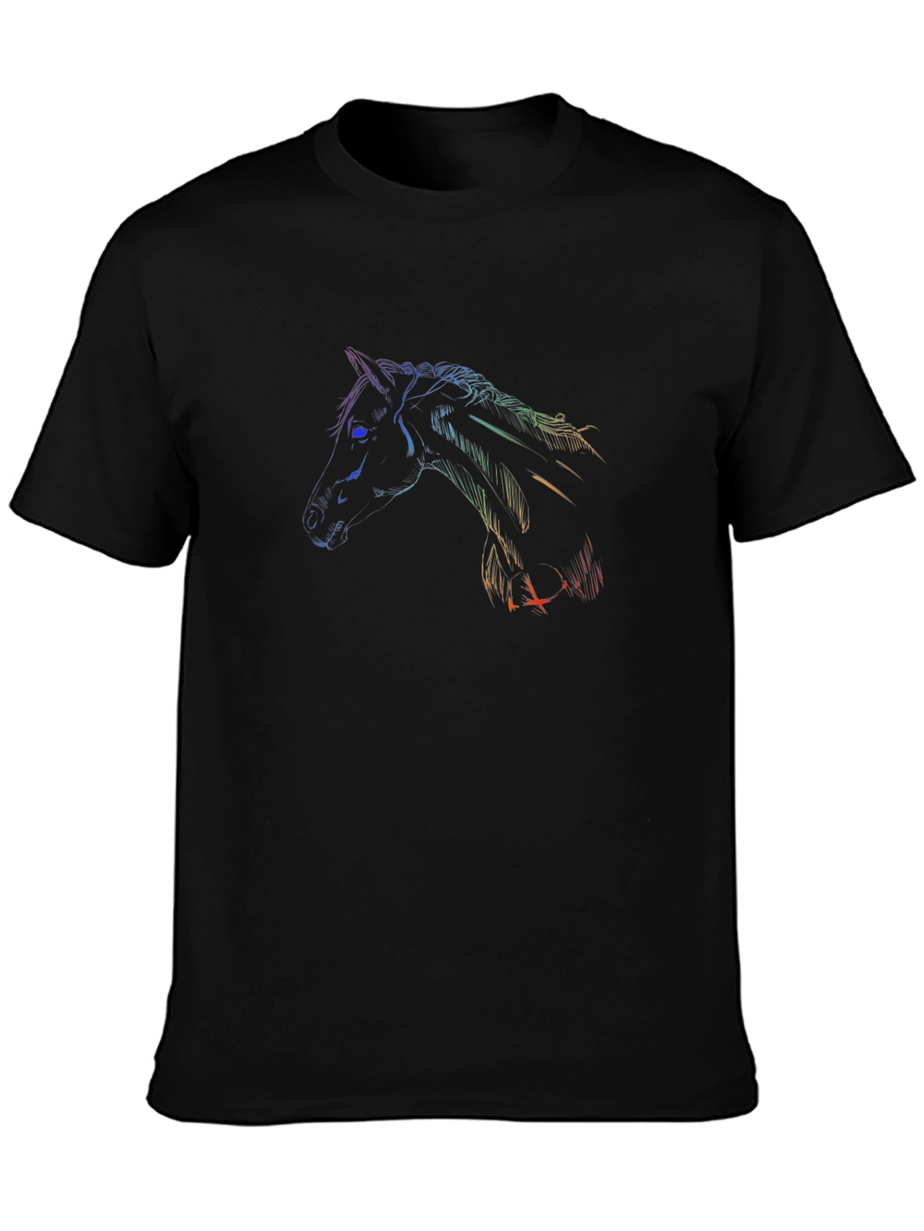 Rainbow Horse Graphic Black T-Shirt