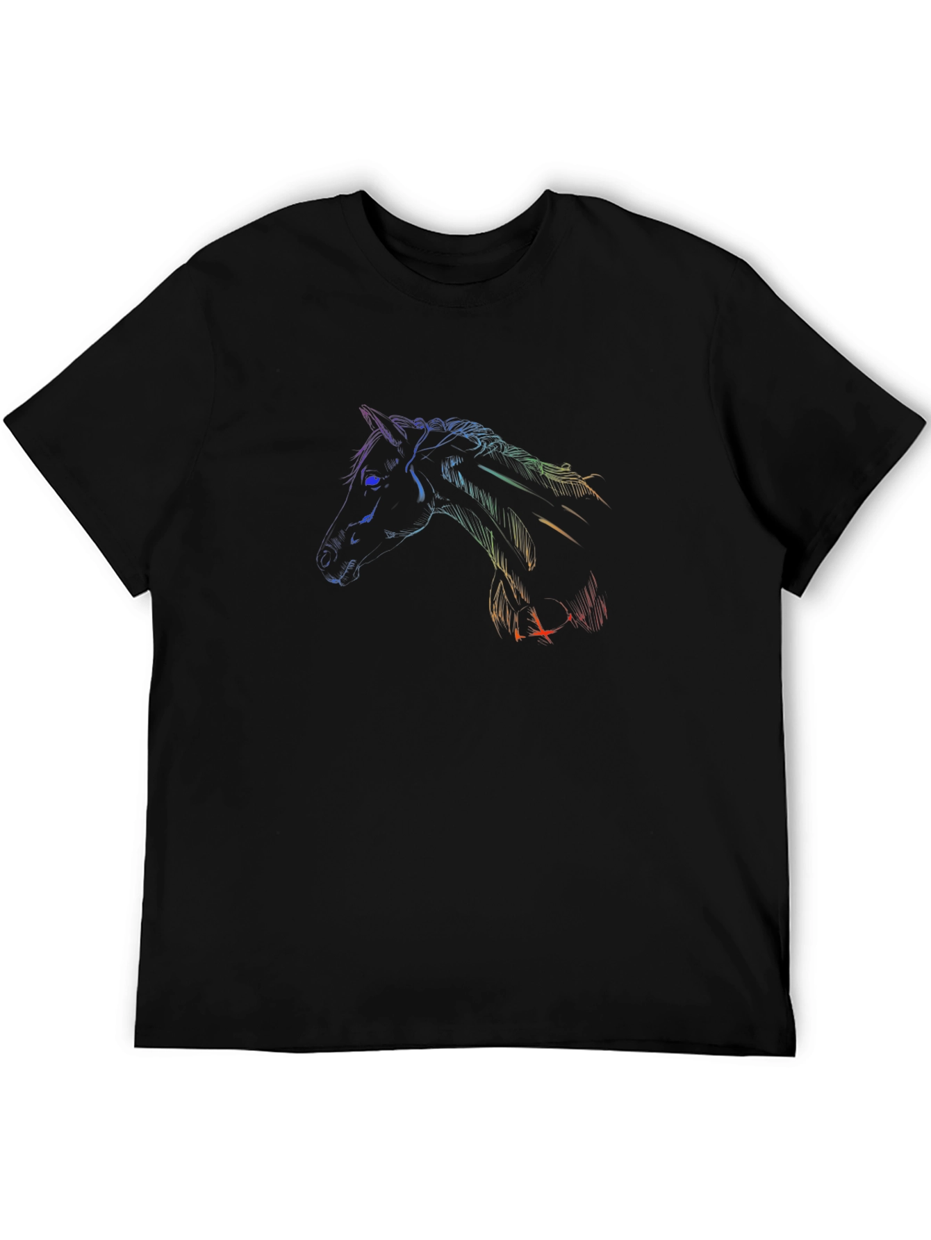 Rainbow Horse Graphic Black T-Shirt