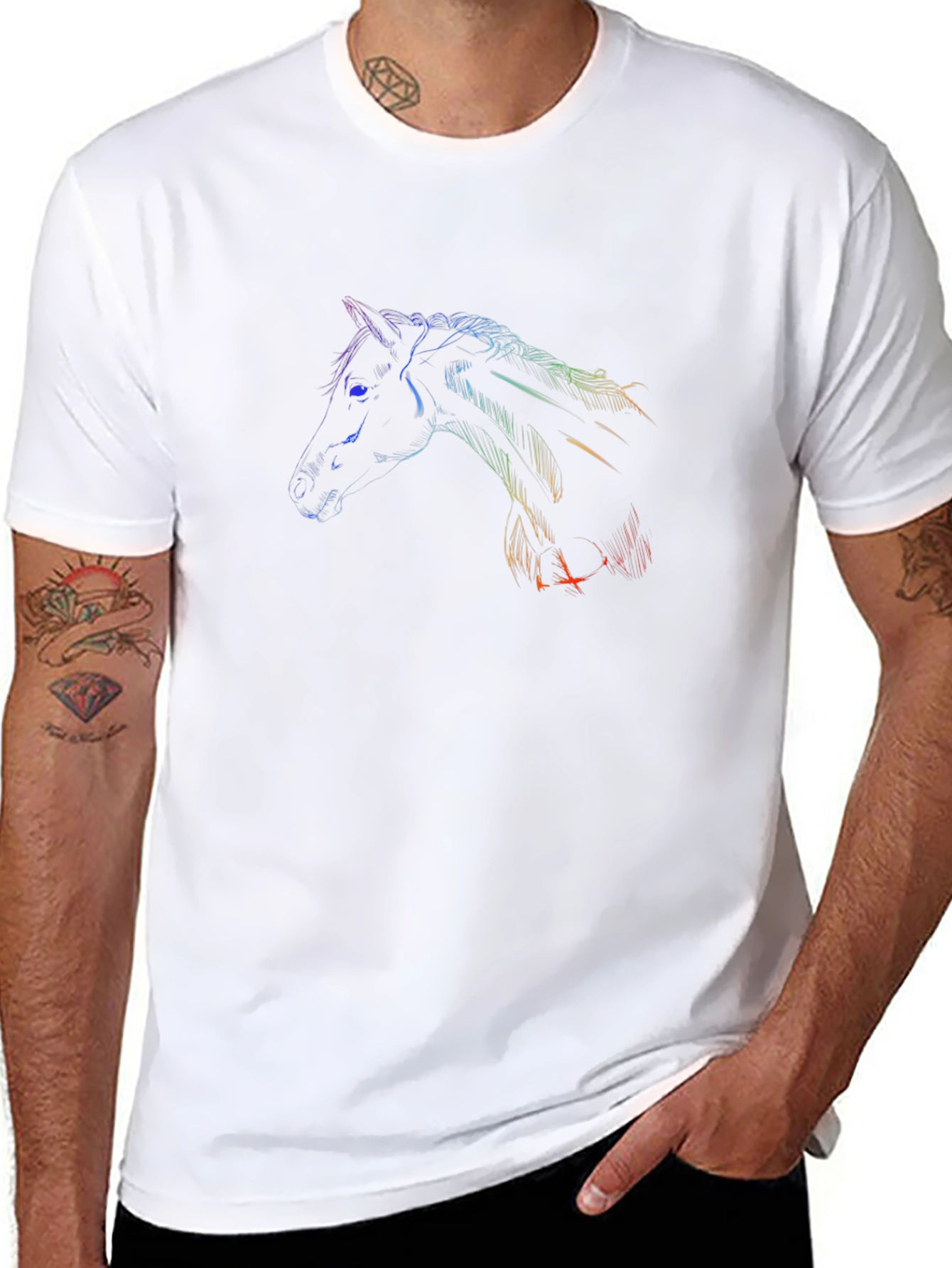 Rainbow Horse Graphic Black T-Shirt