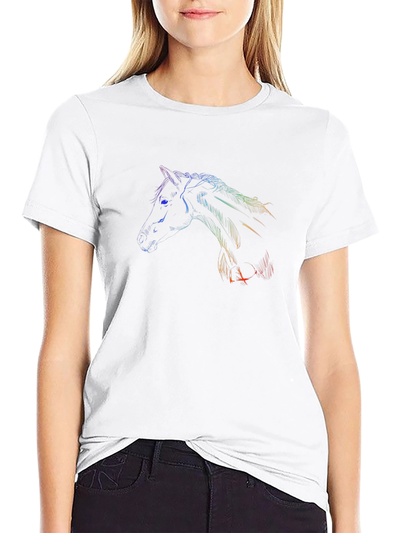 Rainbow Horse Graphic Black T-Shirt