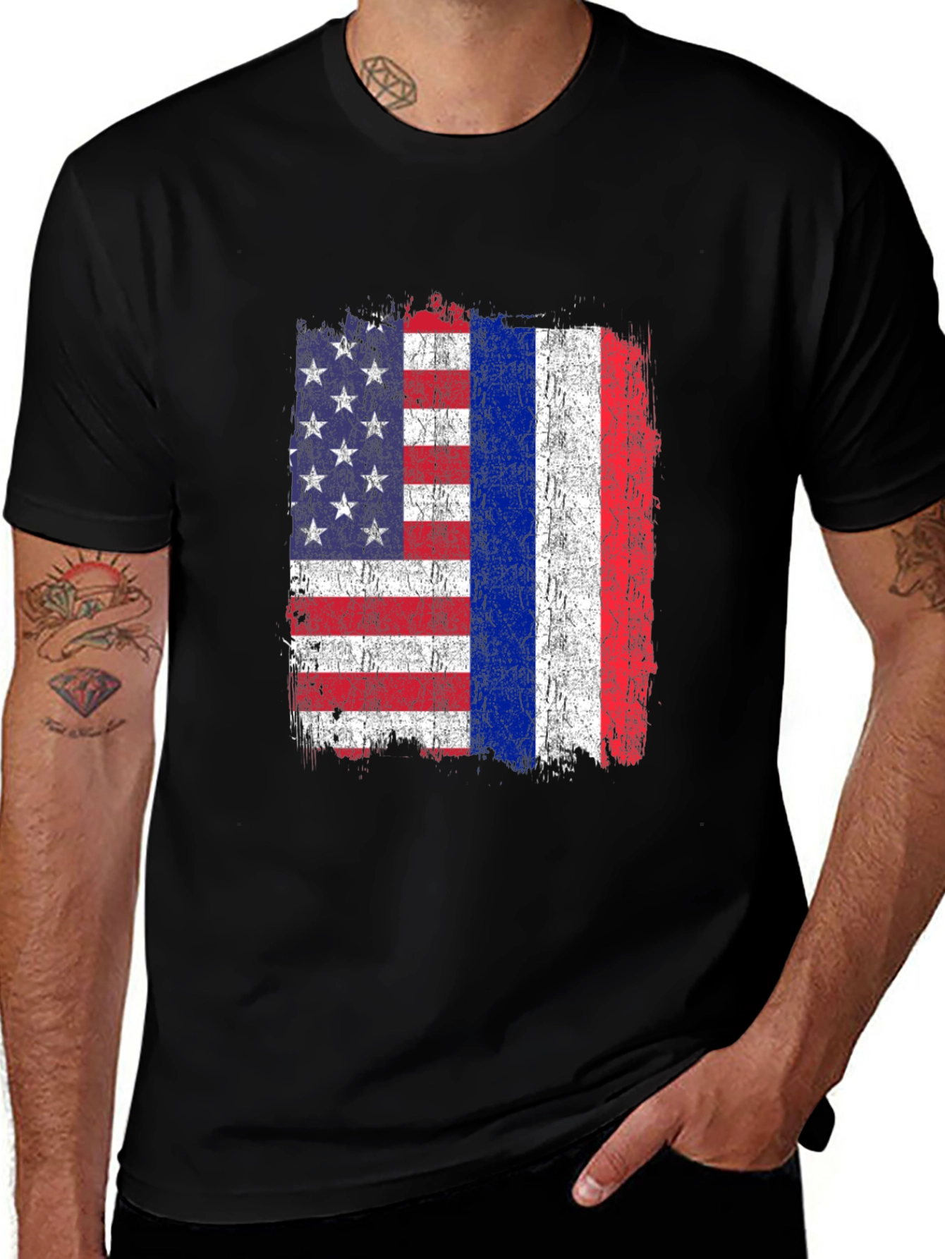 USA and Russia Flag Graphic Tee