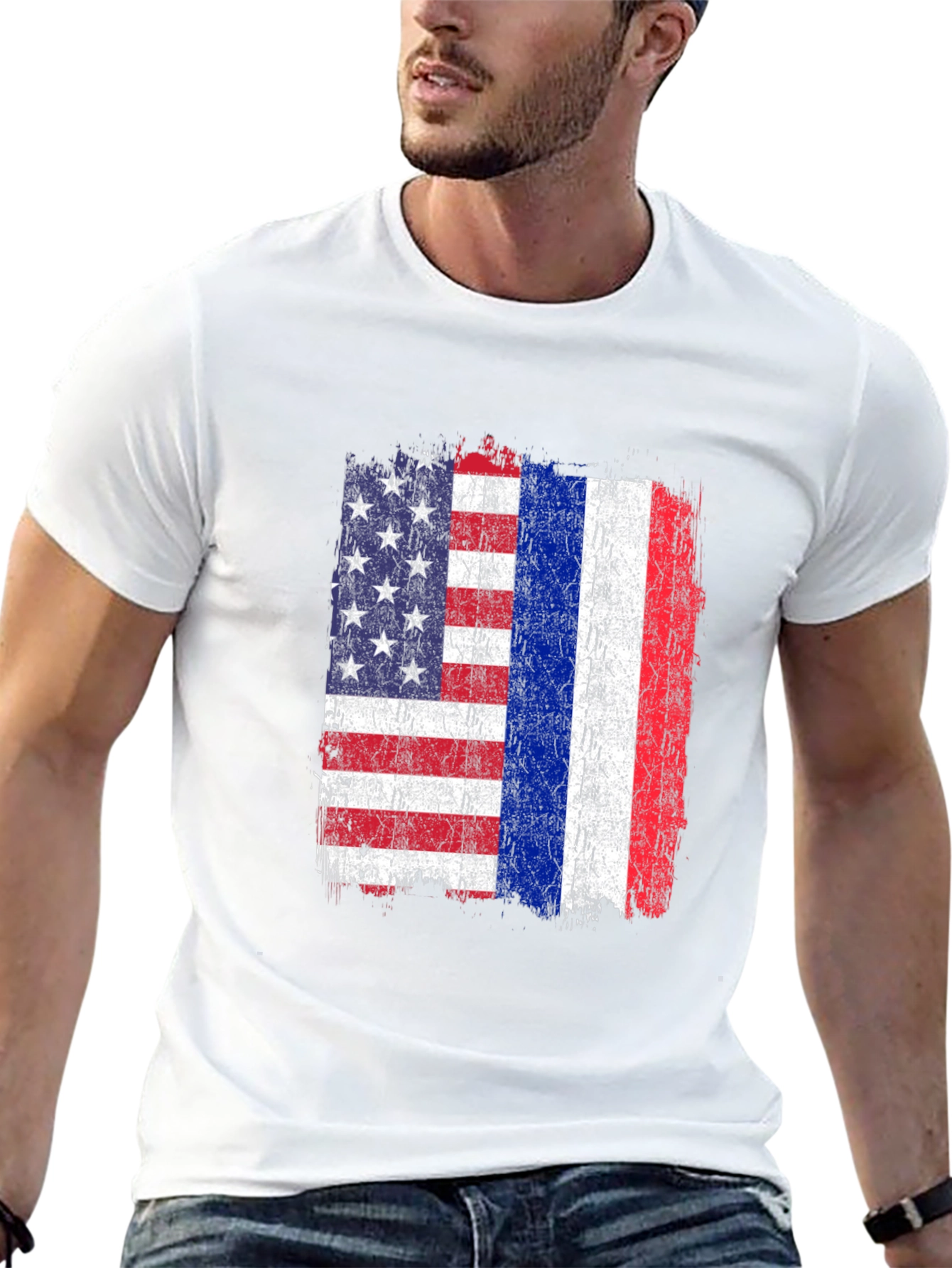 USA and Russia Flag Graphic Tee