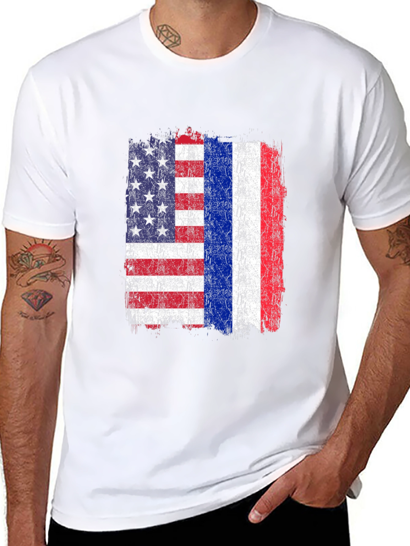 USA and Russia Flag Graphic Tee