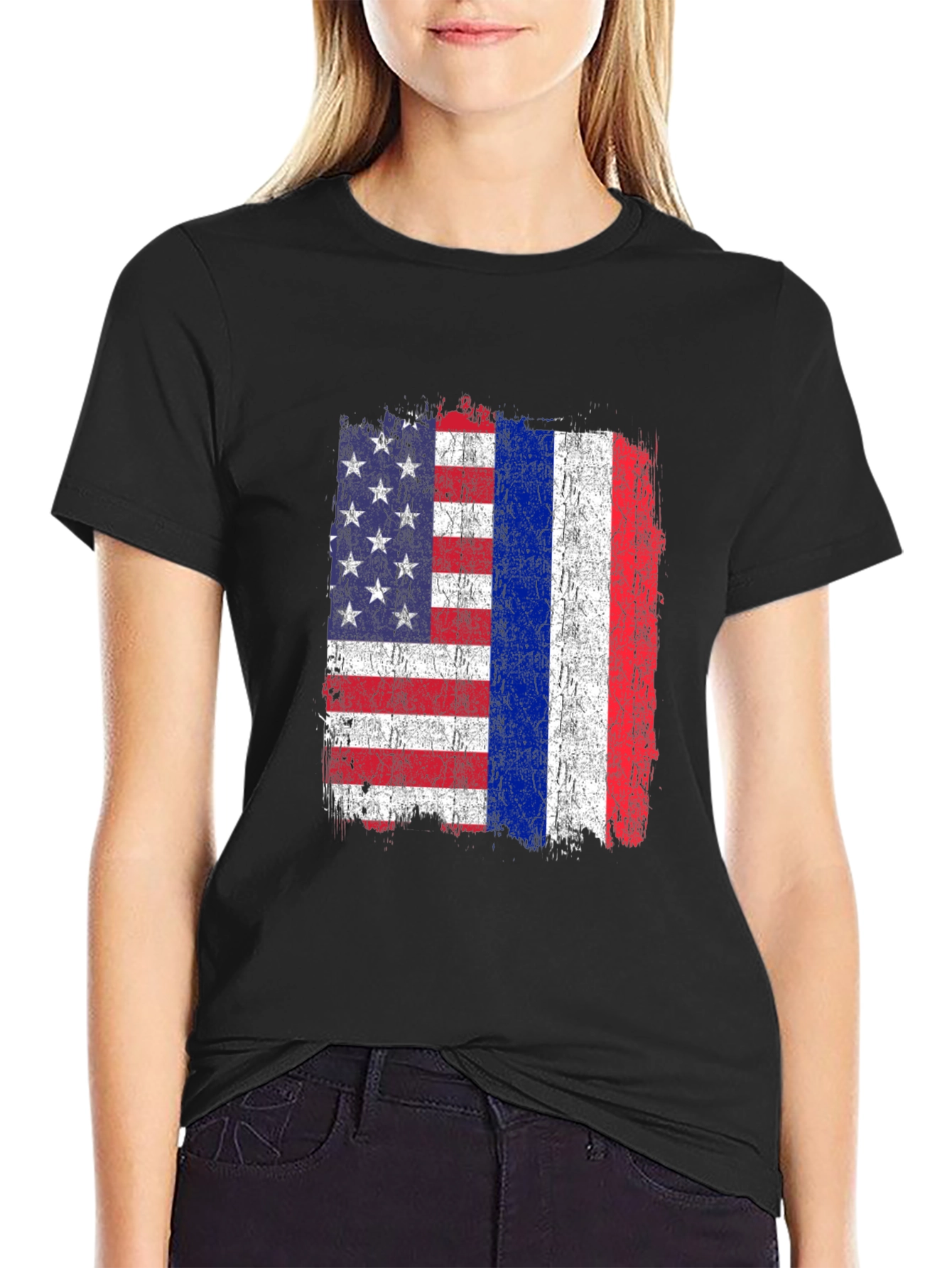 USA and Russia Flag Graphic Tee