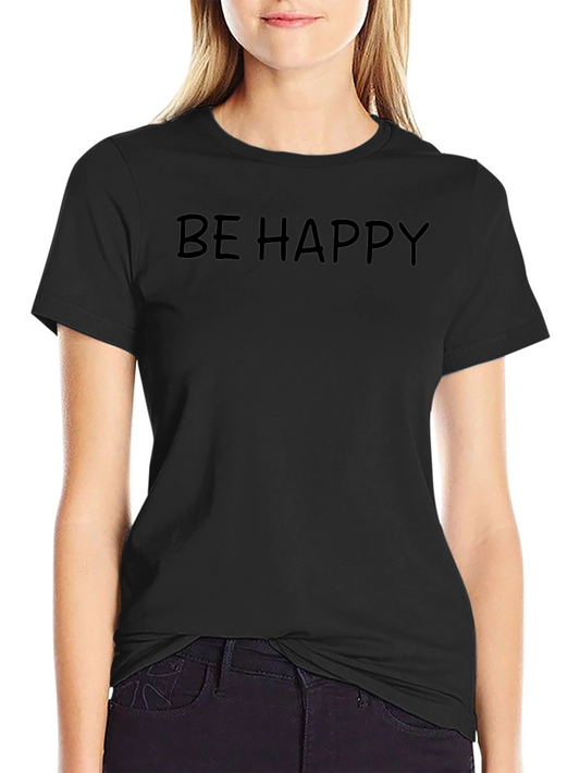 Be Happy Black Graphic Tee