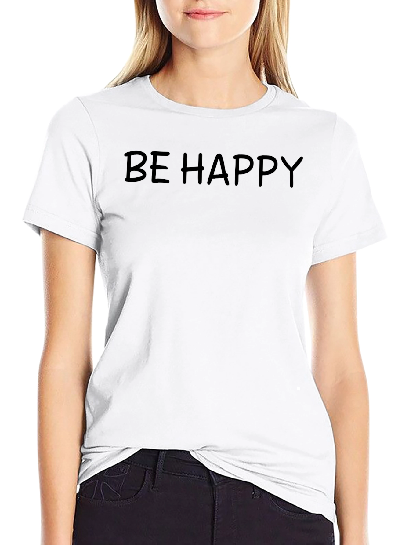 Be Happy Black Graphic Tee