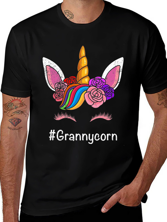 Grannycorn Unicorn Graphic T-Shirt
