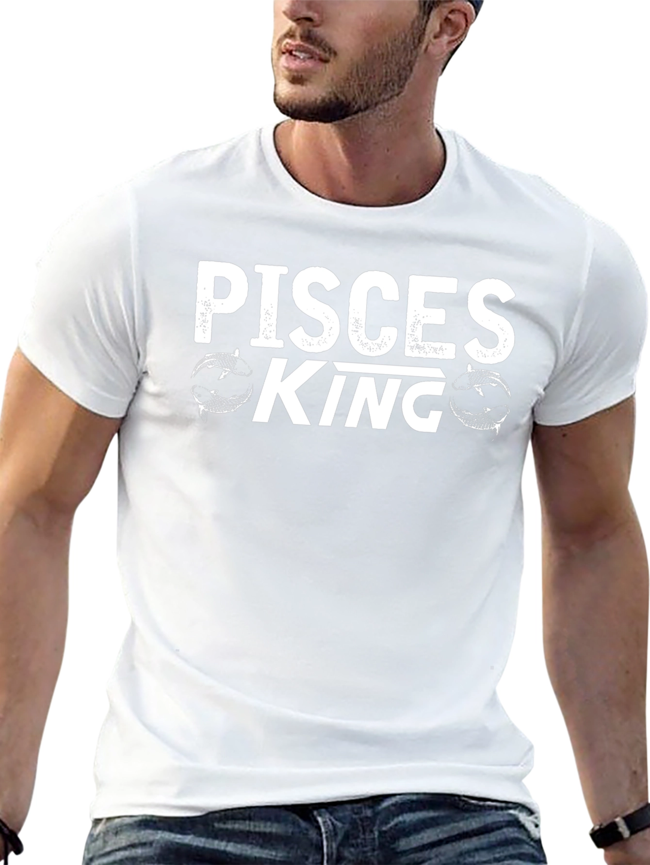 Pisces King Graphic Tee - Black Cotton Blend Shirt